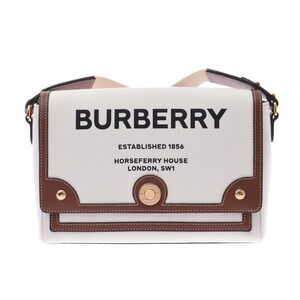 BURBERRY Horseferry Crossbody Bag Tan Canvas Leather Shoulder